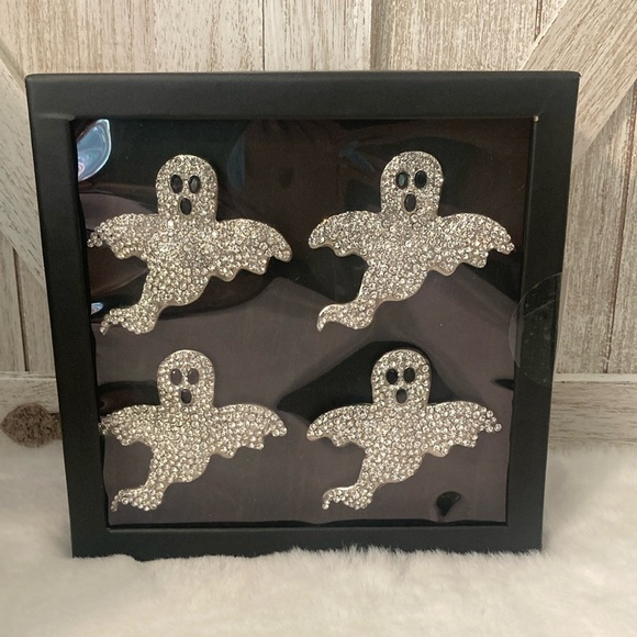 Tahari Rhinestone Ghost Napkin Rings Large - Picture 1 of 6